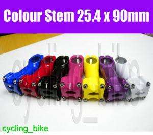 Colour Bicycle Stem   90mm x 25.4   cycling MTB road fixed gear track 