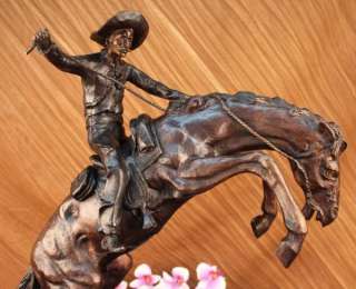 BRONCO BUSTER by Frederic Remington Bronze & Marble Sculpture Statue 