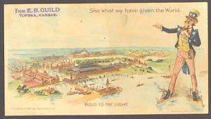 1893 Columbian Expo~Trade Card~Hold to Light~Uncle Sam  
