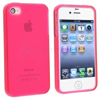 PINK RUBBER GEL SKIN COVER CASE FOR APPLE iPhone 4 4S G OS  