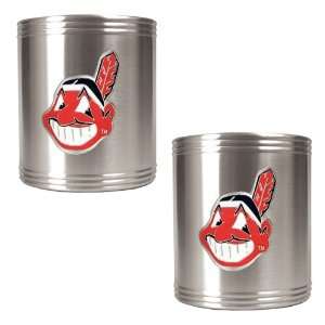  Cleveland Indians MLB 2pc Stainless Steel Can Holder Set 