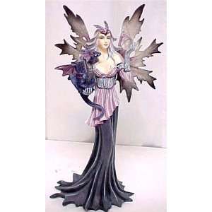   Winter Purple Winged Woodland Fairy Statue Faerie Fae