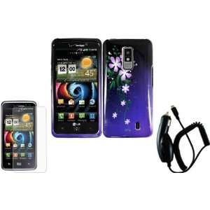 Nightly Flower Hard Case Cover+LCD Screen Protector+Car Charger for LG 