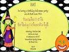 Girls Witch Halloween Party Invitations~Pol​ka Dots