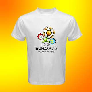   Championship Poland Ukraine Logo Soccer Football White Shirt S 3XL