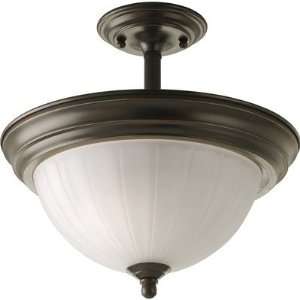  Melon Glass Semi Flush Mount with Etched Glass Finish 