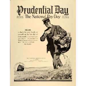   Ad Prudential Insurance Pay Day Uncle Sam Postman   Original Print Ad