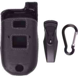  Wireless Solutions Black Leather Clip On Case for Motorola 