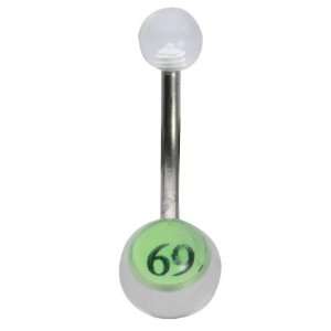  14G 3/8 Clear with UV Green 69 Curved Barbell Jewelry