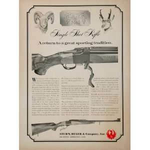  1967 Ad Sturm Ruger No. 1 Single Shot Rifle Hunting Gun 