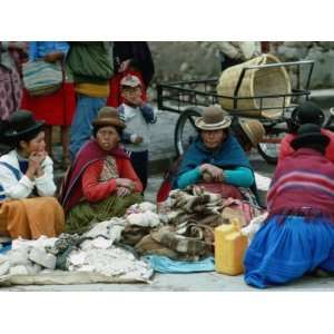  Aymara Indian Women Sitting Together, Puno, Peru Lonely 