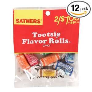 Sathers Tootsie Flavor Rolls, 1.75 Ounce Bags (Pack of 12)  