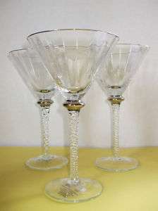 PIER 1 ARGENT MOUTH BLOWN CRYSTAL MARTINI GLASS  