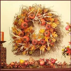 Grande Autumn Pumpkin Twig Door Wreath WR4256 48 