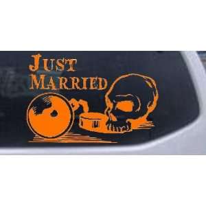  Orange 20in X 13.8in    Just Married Ball and Chain Skull 