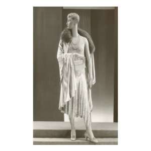 Twenties Mannequin with Evening Gown and Fur Collar Premium Giclee 