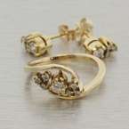 Fine Estate 14K Gold Diamond Earrings & Ring Set  