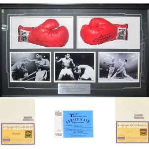  Muhammad Ali & Joe Frazier Autographed Framed Boxing 