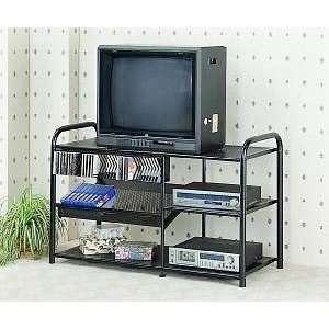 Entertainment Center/TV VCR Stand in Black Metal Finish Frame with CD 