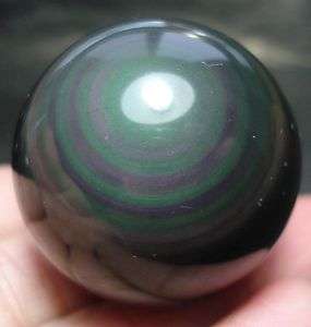 AAA 35mm Rainbow Obsidian Two Face Sheen Eyed Sphere  