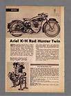   MOTORCYCLES BRITAIN ARIEL RED HUNTER N H, K H TWIN with SPECS & DESCP