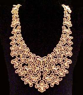   Monet Mandira Golden Polished & Textured Links Bib Necklace  