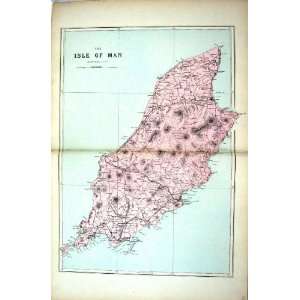  Bacon Antique Map 1883 Isle Man Douglas Port Erin Mary 