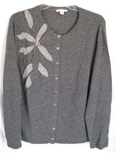 Coldwater Creek Wool and Angora Floral Applique Cardigan  