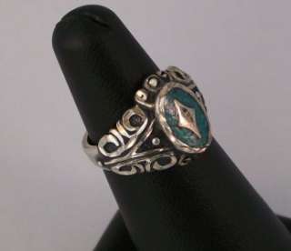 STERLING SILVER RING W/TURQUOISE INLAY SIZE 5  