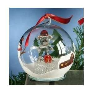  Christmas Light Up Glass Ornament Ball   Bear With Present 