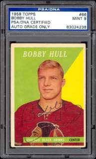 1958 59 Topps #66 Bobby Hull Rookie Autograph PSA/DNA 9  