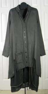 Cynthia Ashby OKeefe Linen Coat Dress Trout Gray Medium  