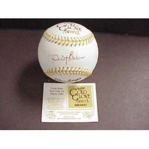   Dusty Baker Signed Baseball   GOLD GLOVE w TICKET