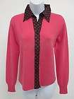 TSE Pink White Floral Button Down Cashmere Sweater S  