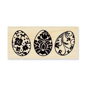   Rubber Wood Stamp Egg Trio; 2 Items/Order