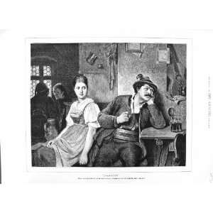  1882 KAUFFMANN FINE ART MAN PIPE WOMAN DRINK TABLE