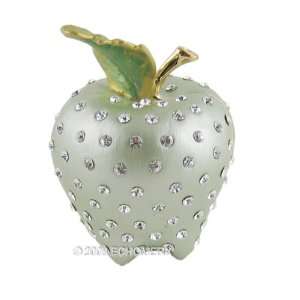  Apple Jewelry Trinket Box Green Bejeweled