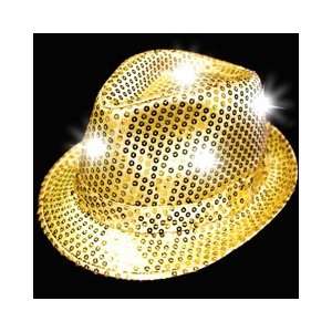   Sequin Fedora LED Trilby Hat with Lights   Color Gold Toys & Games