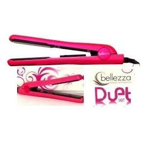  Duet Hot Pink Metallic Rubber Hair Straightener Set A Variable Temp 