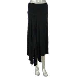 Eva Varro Womens Black Asymmetrical Drawstring Skirt  