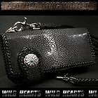 Stingray Wallet (Biker Leather Wallet with Silver Conch