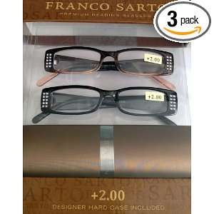 Franco Sarto Designer Premium Reading Glasses +2.00 Black Jewels 