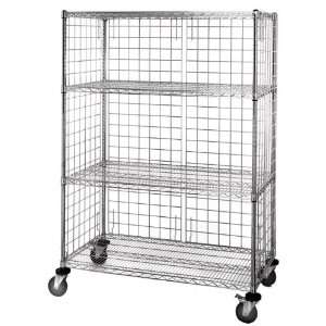  Enclosure Cart 24 x 60 x 69H, 3 Sided, 4 Wired Shelves 63 