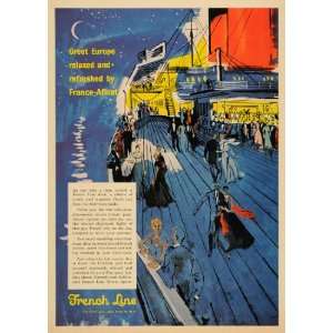 1956 Ad Travel French Line Cruise Ship J Pase Europe 