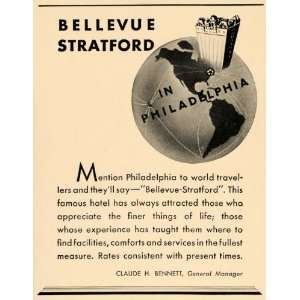 1933 Ad Bellevue Stratford Hotel Philadelphia C Bennett 