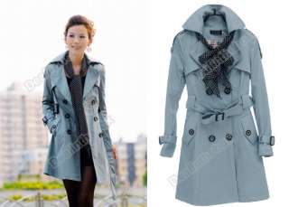   Military Style Double Breasted Trench Coat Jacket L~XL 2 Colors  