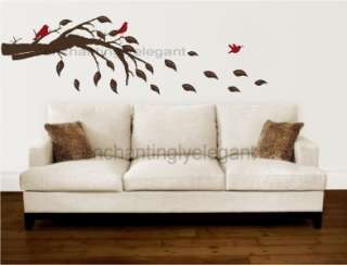 Tree Branch With Leaves and Birds Vinyl Decal Wall Stickers Mural Art 
