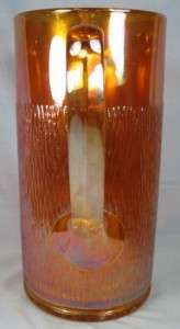Vintage TREE BARK CARNIVAL GLASS PITCHER Marigold (O)  