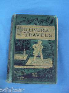 Antique GULLIVERS TRAVELS Book w/ GILDED COVER 