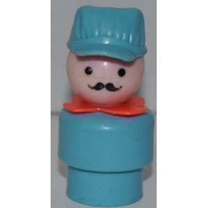 Vintage Little People Train Conductor (Baby Blue Hat, Red Neckerchief 